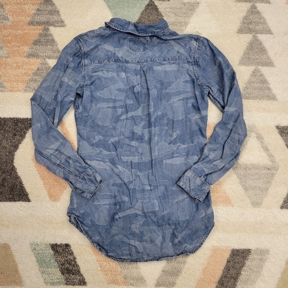 Rails camo tencel denim chambray long sleeve button down shirt xs - Picture 5 of 6